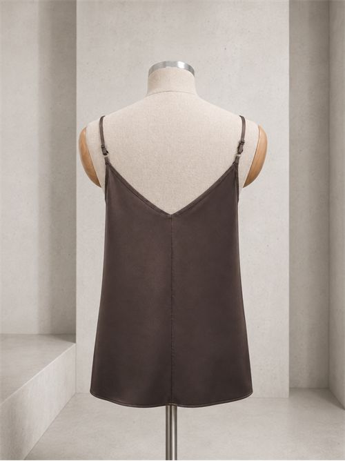 top spallino in raso di viscosa ANGELA DAVIS | QP9AR22CIOCCOLATO